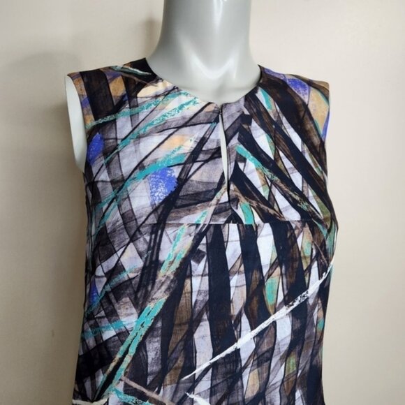 Boss Hugo Boss Silk Abstract Print Sleeveless Blouse Size 0 US - Picture 2 of 13
